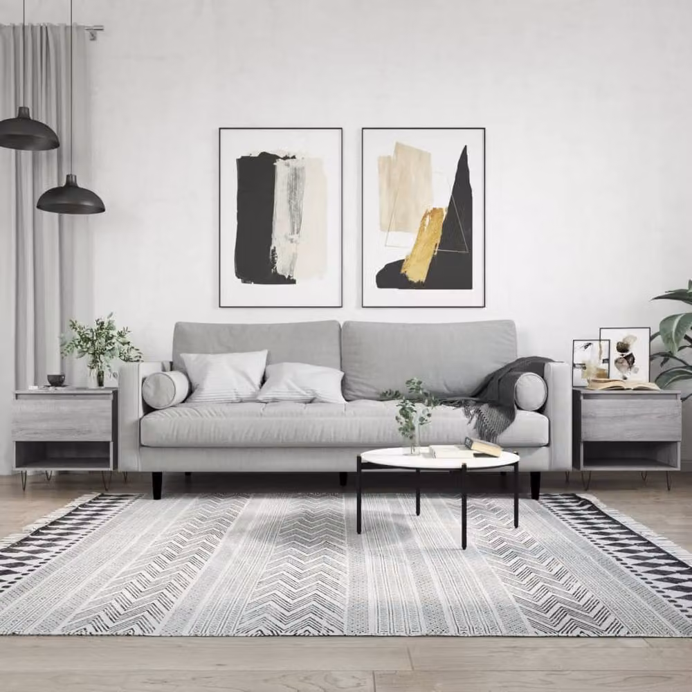 Berkfield Home Modern Coffee Table Set of 2 in Grey Sonoma, W/D/H: 50 x 46 x 50 cm – 2