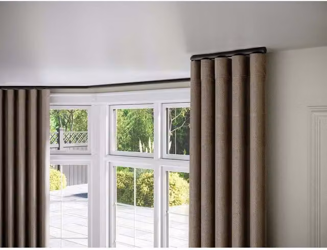 NewEdgeBlinds Styleline Gliding Curtain Pole Set with End Cap, Black, 220cm