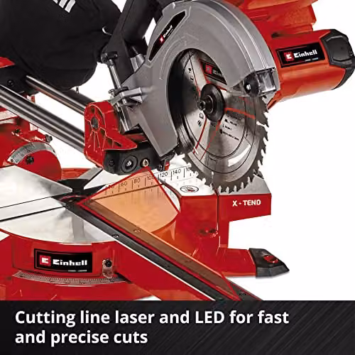 Einhell TE-SM 36/210 Li-Solo Cordless Sliding Mitre Saw, Red – 6