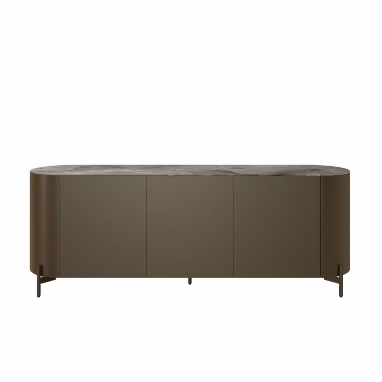 Dome Deco SPARTA Modern Sideboard in Brown and White with Metal and Ceramic Details