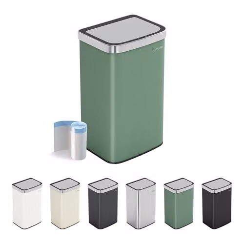 CozyLiving Automatic Motion Sensor Kitchen Bin with Soft Close Lid in Green, W/D/H: 39.0 x 65.5 x 29.5 cm – 1