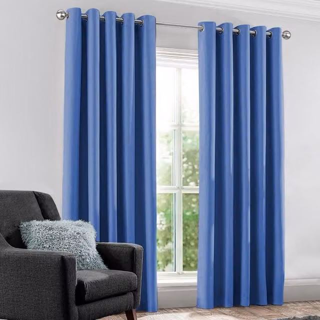 Velosso Kassidy Blue Blackout Eyelet Curtains, Width: 228 cm, Drop: 228 cm