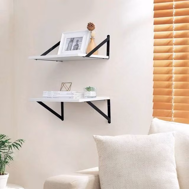 SPETLEK White Matt Floating Wall Shelves, Depth: 30.48 cm