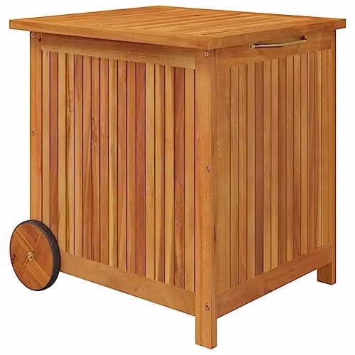 vidaXL Garden Storage Box with Wheels in Brown Acacia Wood, W: 60 cm, D: 50 cm, H: 58 cm – 1