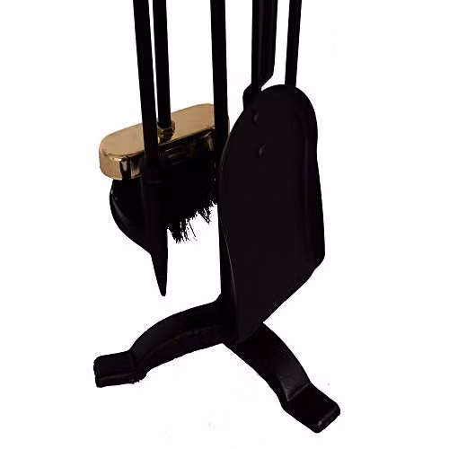 Fire Vida 5 Piece Buxton Fireplace Companion Set in Black and Gold – 9