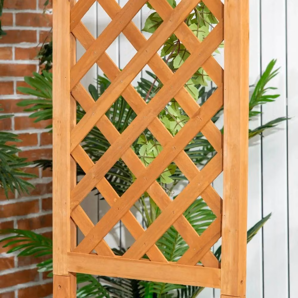 Hinsinc Wooden Garden Arbour Bench with Trellis Pergola in Brown – 4