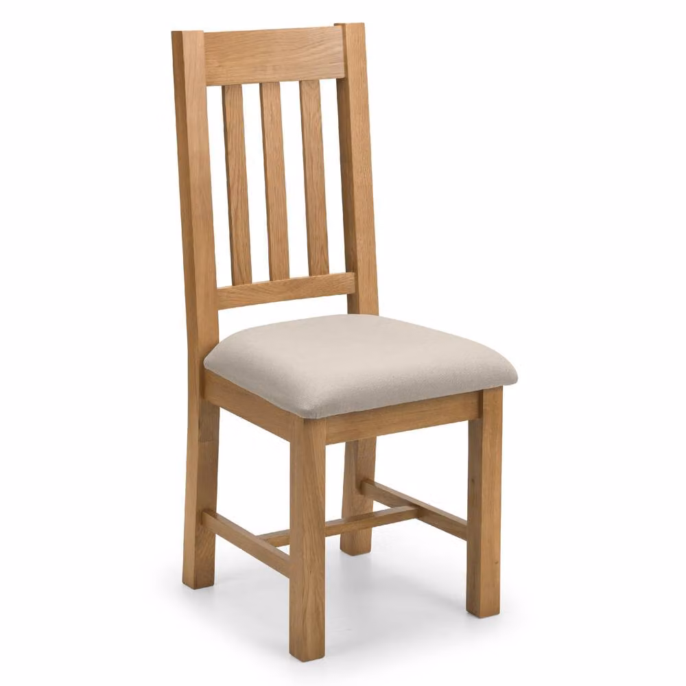 Cheshire Ellington Set of 2 Classic Upholstered Dining Chairs in Beige with Waxed Oak Wood Frame – 2