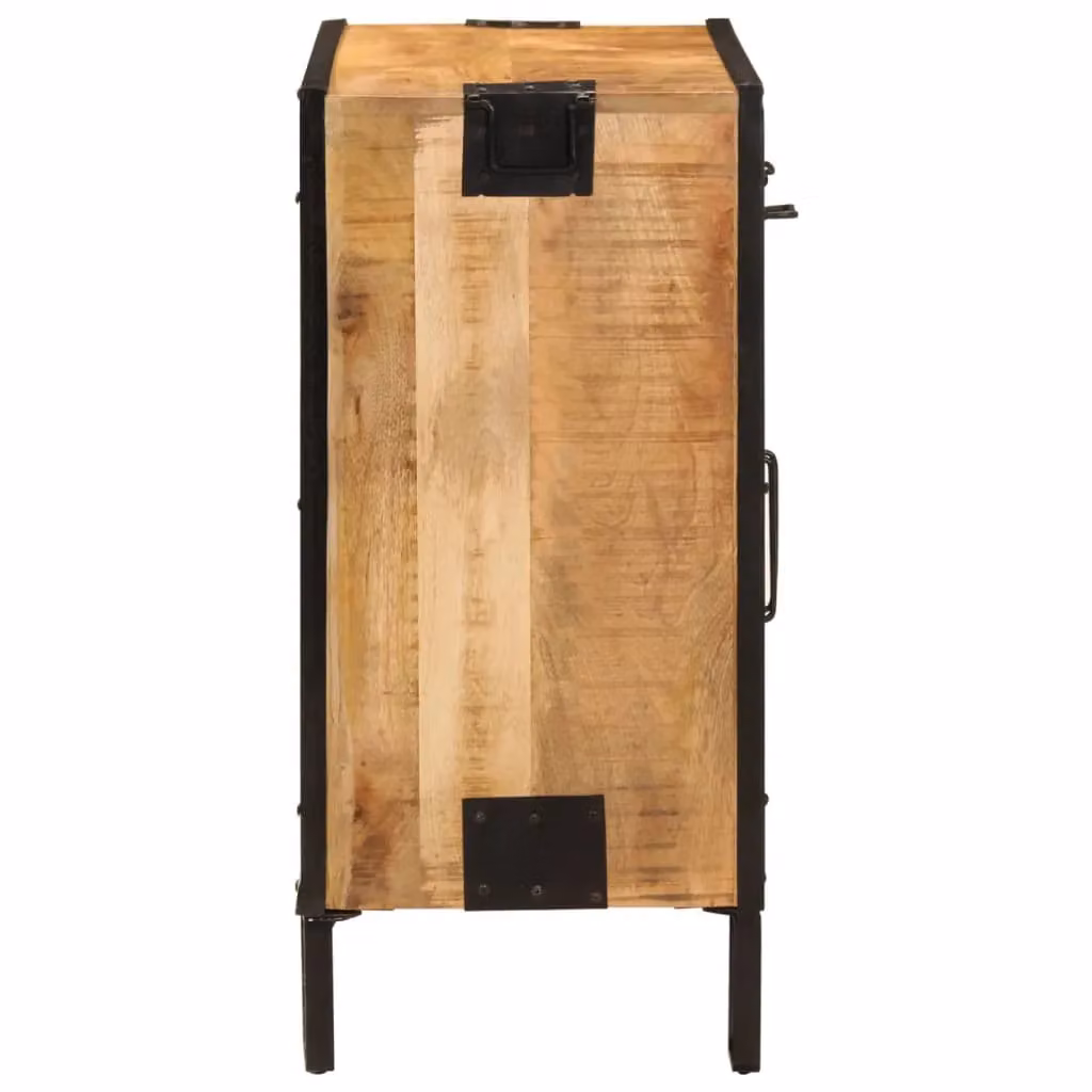Berkfield Home Industrial Mango Wood and Metal Sideboard in Brown, W/D/H: 80 x 31 x 66 cm – 3