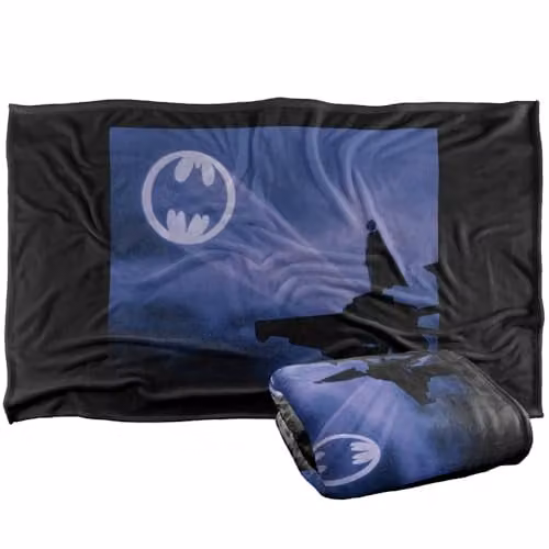 LOGOVISION Batman 1989 Bat Signal Super Soft Silky Touch Fleece Throw Blanket, Multicolour, W: 91.44 cm x L: 147 cm – 1
