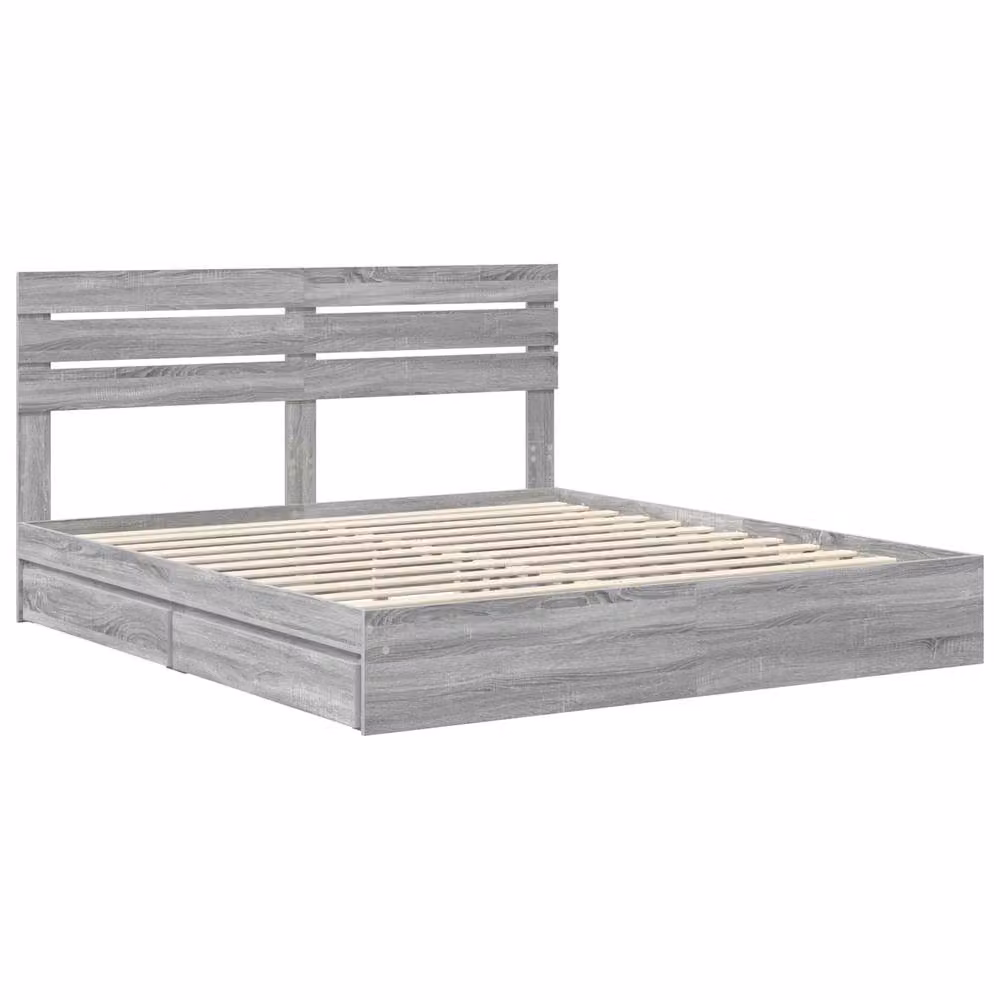 Berkfield Home Grey Sonoma Storage Bed with Drawers, W/D/H: 180 x 200 cm, Engineered Wood – 2