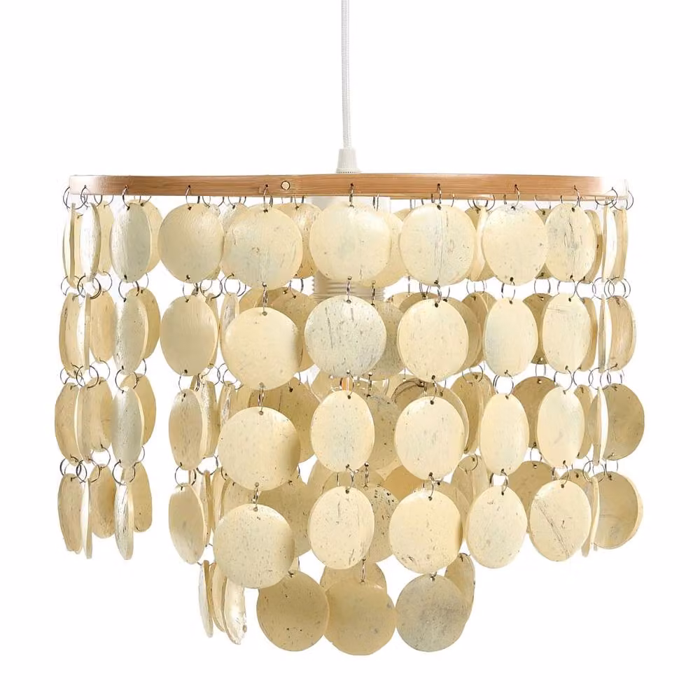 Wyld and Coco Handcrafted Boho Coconut Shell Pendant Lamp in Beige – 2