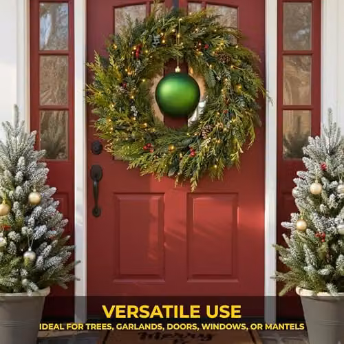 Shatchi 25cm Round Green Plastic Christmas Bauble Hanging Ornament – 4