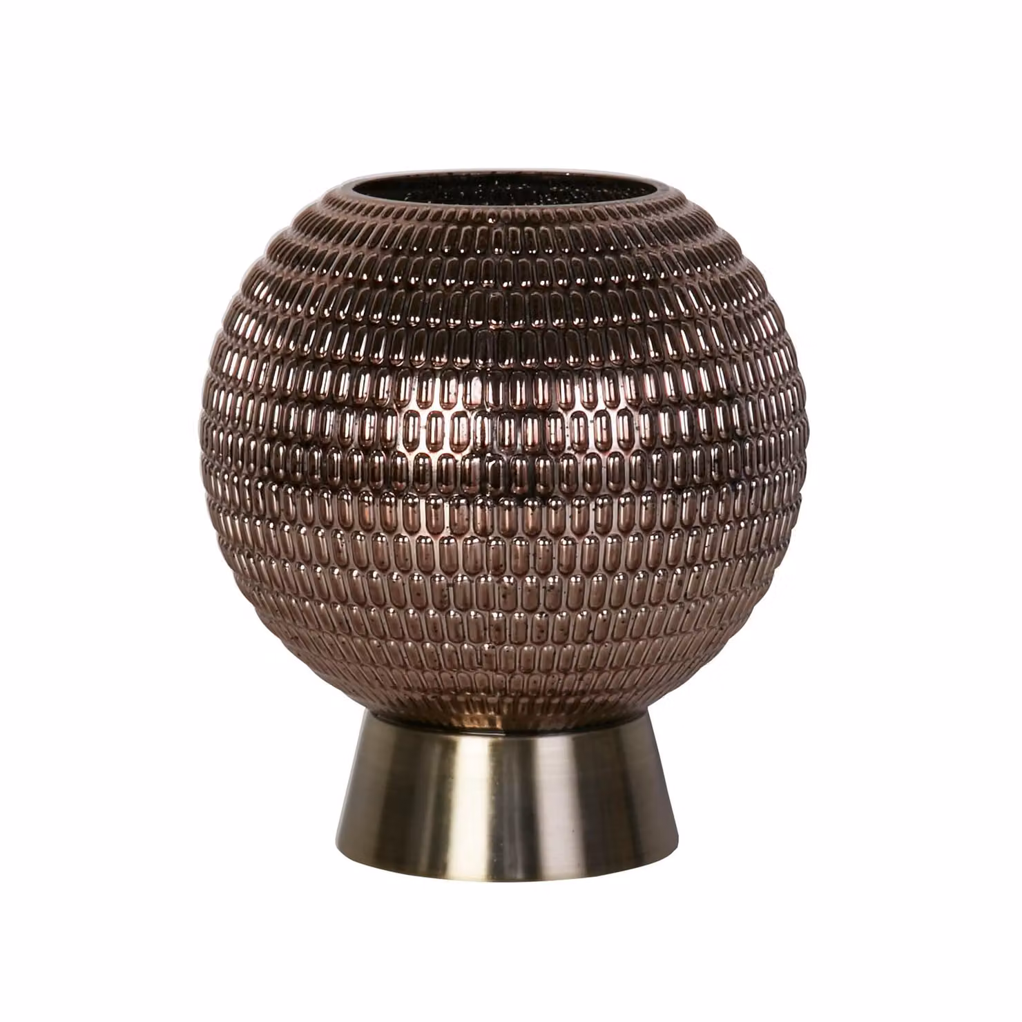 Lighting Collection Battery Powered Glass and Brass Table Lamp in Grey and Gold – 2