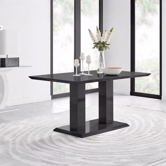 FurnitureboxUK Imperia Modern High Gloss Rectangular 6-Seater Dining Table in Black, W: 150 cm