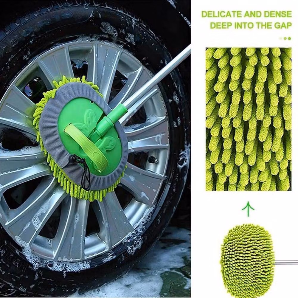 NESTLUNE Green Telescopic Long Handle Adjustable Car Wash Microfibre Mop – 5