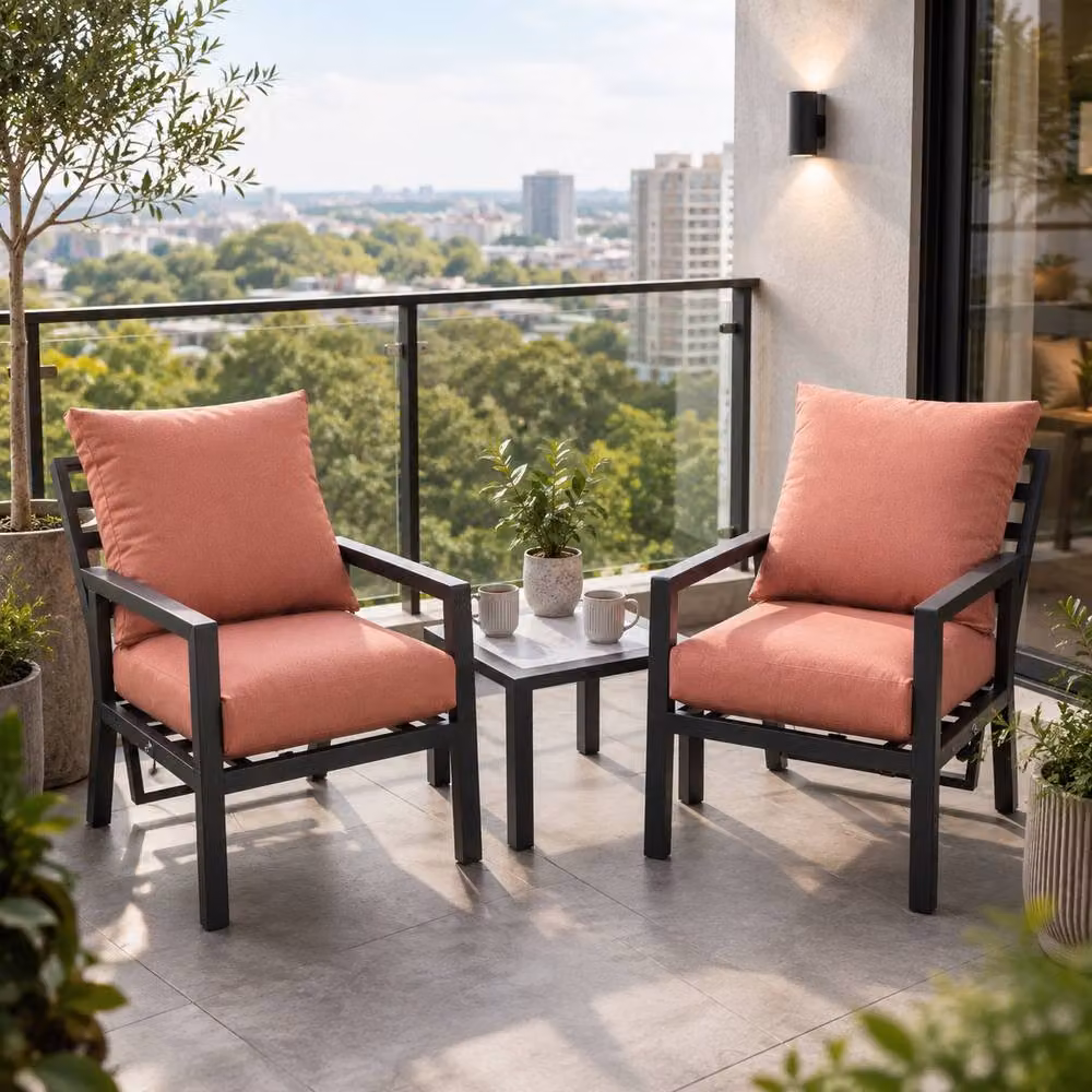 Shatchi Monte Carlo 2 Seater Reclining Bistro Set with Cushions in Terracotta – 2