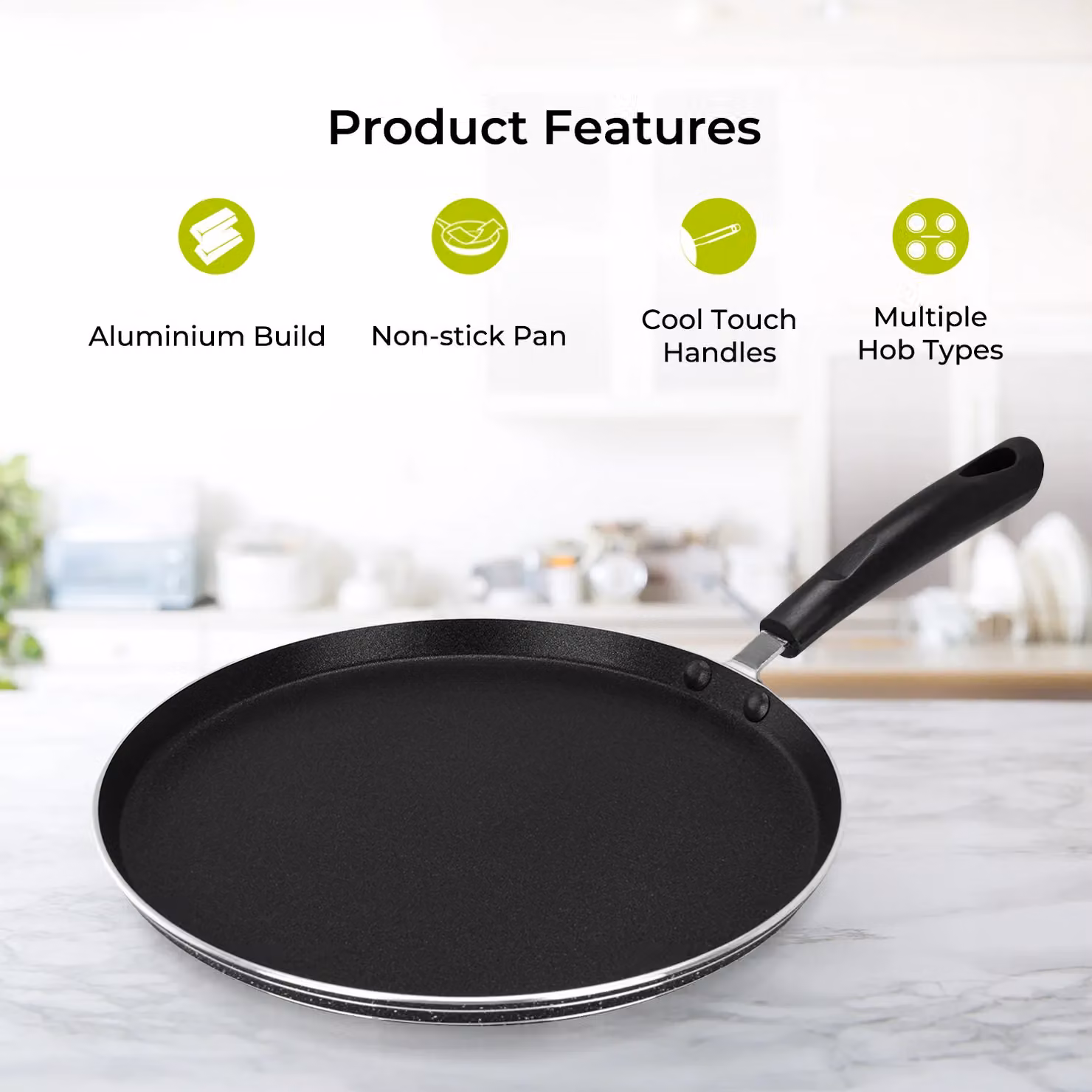 Royalford Non-Stick Crepe Pan and Dosa Tawa in Black – 2