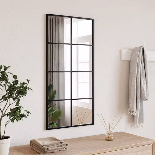 Berkfield Home Minimalist Rectangular Wall Mirror in Black, W: 40 cm, H: 80 cm