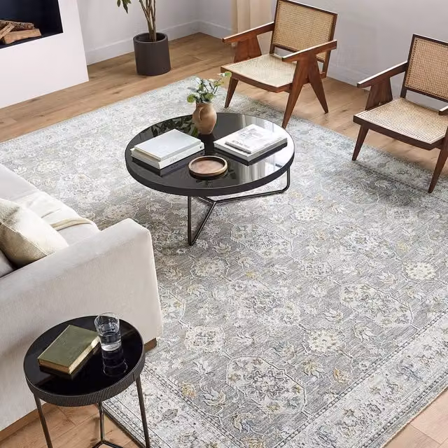 Livabliss Dresden Vintage Boho Living and Dining Room Rug in Grey, Yellow and Blue, W: 200 cm, D: 290 cm – 1