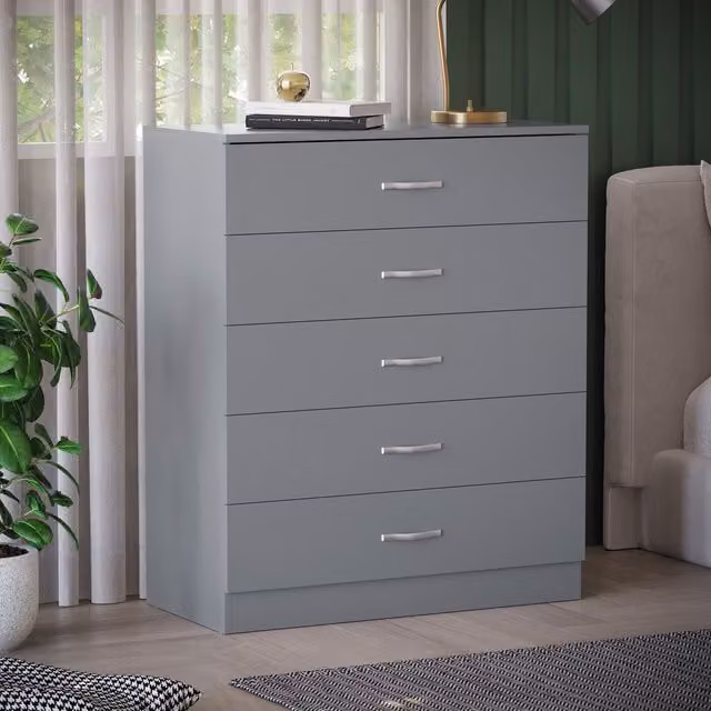 Vida Designs Riano 5 Drawer Chest of Drawers in Grey – 1