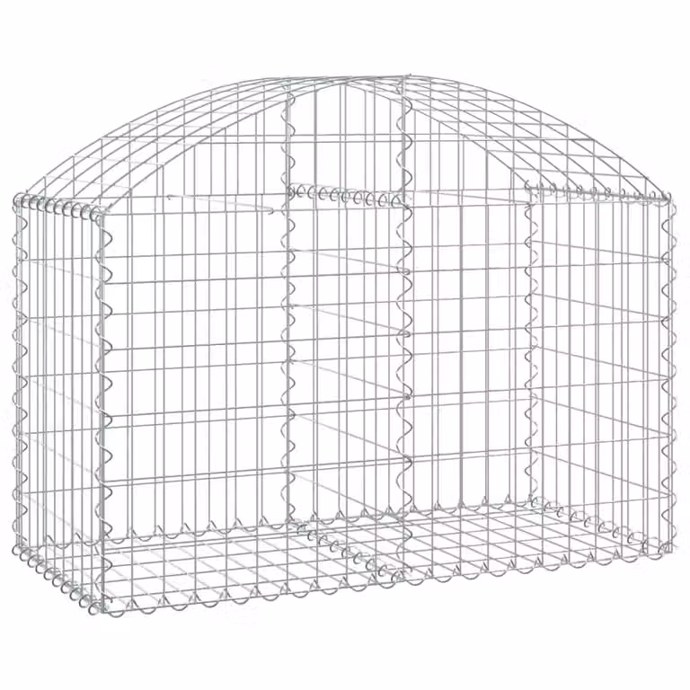 Berkfield Home Arched Gabion Basket in Silver Galvanised Steel, W: 100 cm, D: 50 cm, H: 60-80 cm