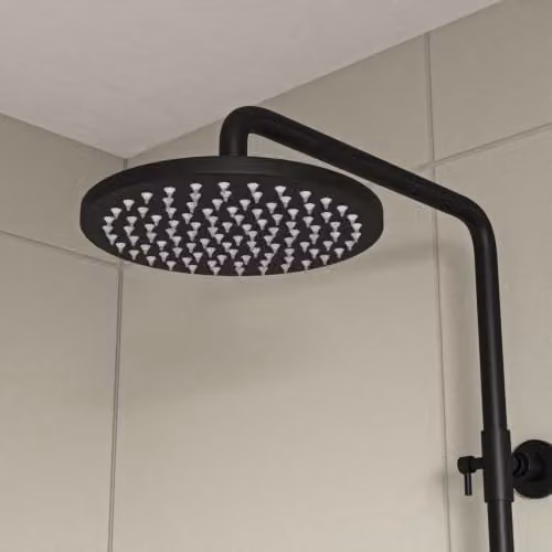 Nes Home Round Exposed Shower with Handset and Thermostatic Valve in Matte Black – 3