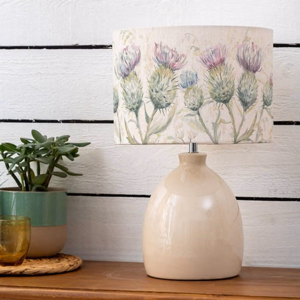 Voyage Maison Leura Ceramic Table Lamp with Thistle Glen Eva Fabric Lampshade in Beige and Multicolour – 2