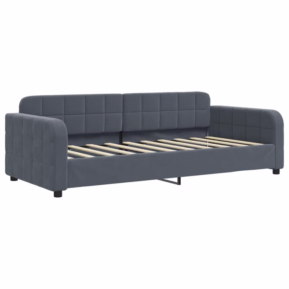 Berkfield Home Velvet Day Bed in Grey, W/D/H: 90 x 190 cm – 2