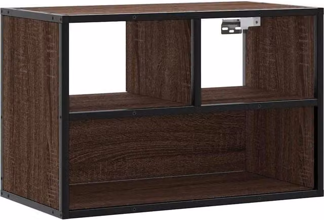 Berkfield Home Industrial TV Cabinet in Brown Oak, W/D/H: 60 x 31 x 39.5 cm – 1