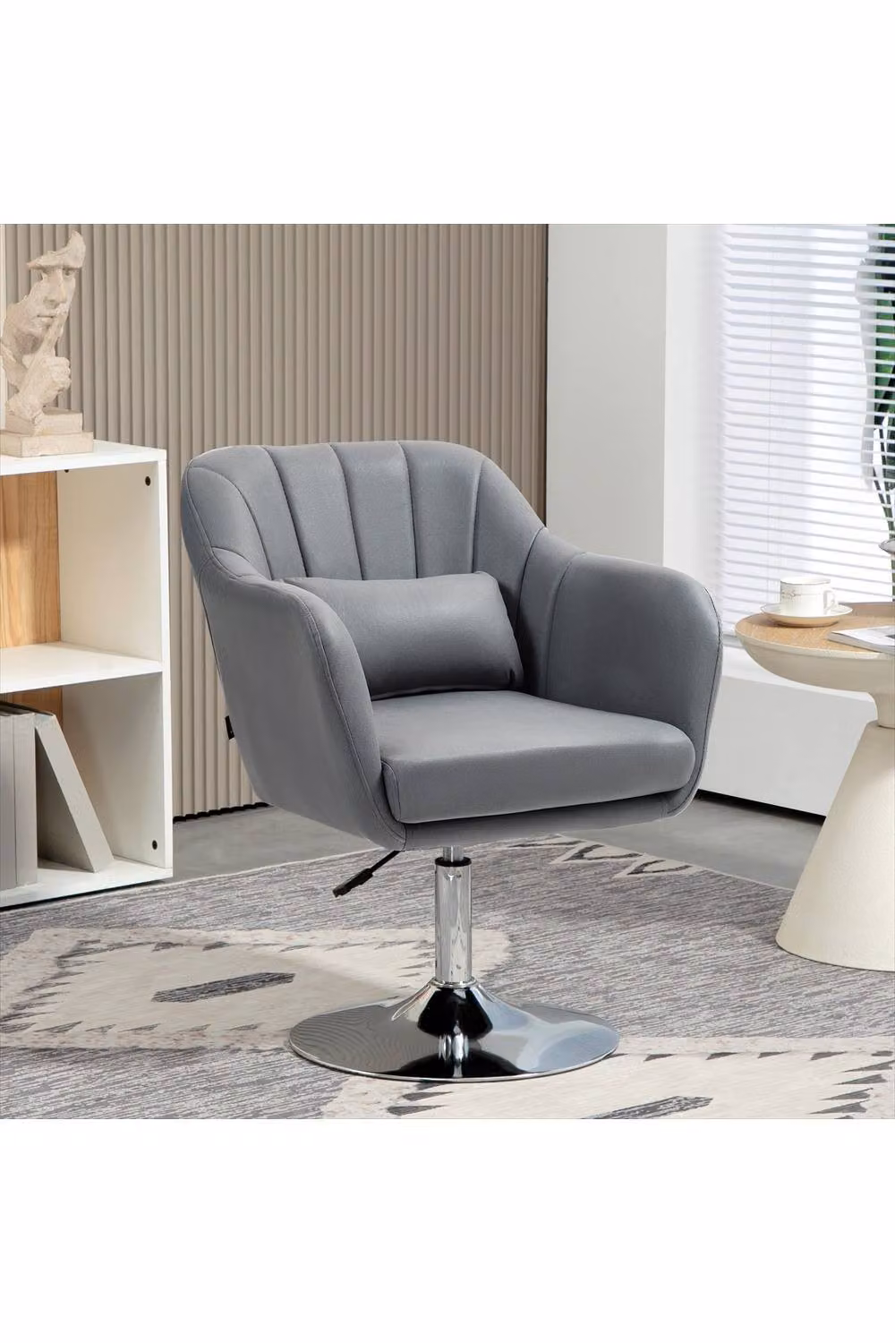 ERGOVEXA Contemporary Swivel Microfibre Accent Chair in Dark Grey – 3
