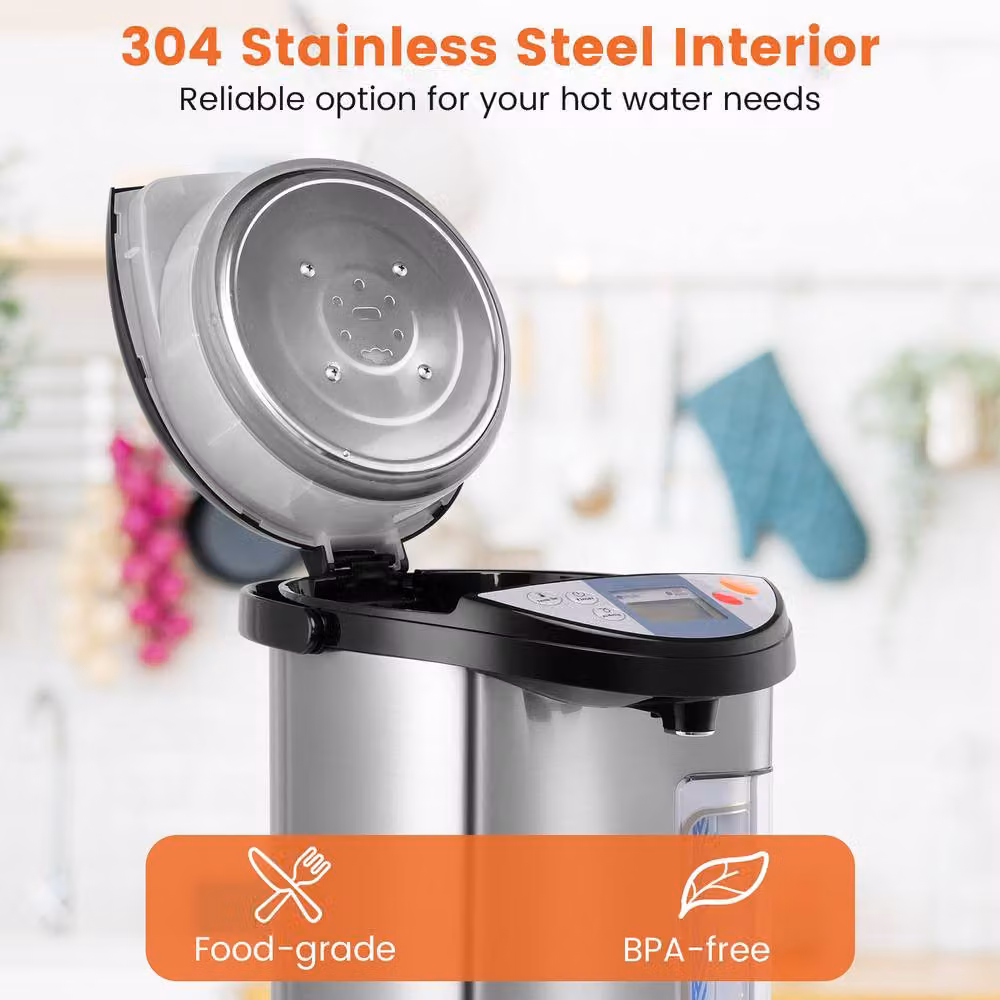 Costway Instant Hot Water Dispenser Thermo Pot with 5 Temperature Settings, 5L Capacity, Silver and Multicolour – 5