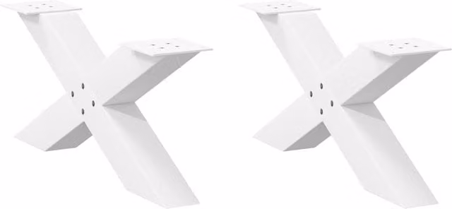 Berkfield Home X-Shaped Steel Coffee Table Legs, 2 Pieces, White, H: 70 cm, W: 30-31 cm