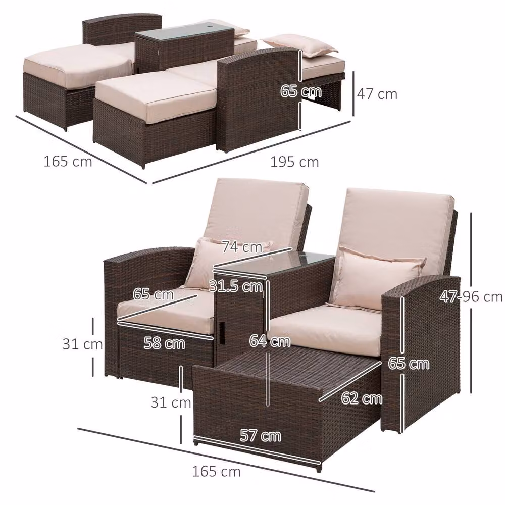 STILVORA 2-Seater Sofa with Reclining Backrest in Brown – 2