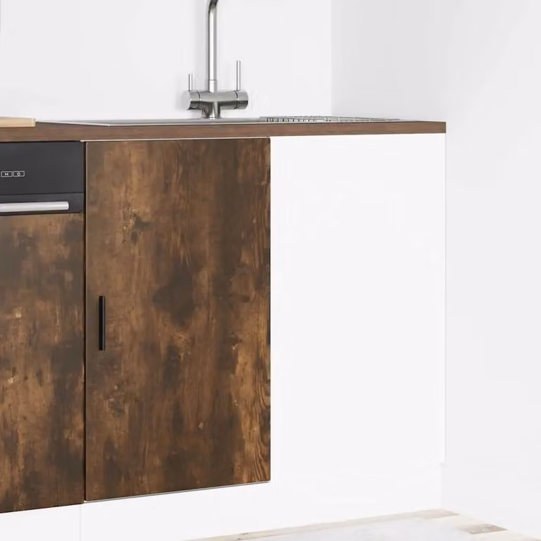 Berkfield Home Freestanding Modern Kitchen Sink Unit in Smoked Oak Brown Engineered Wood