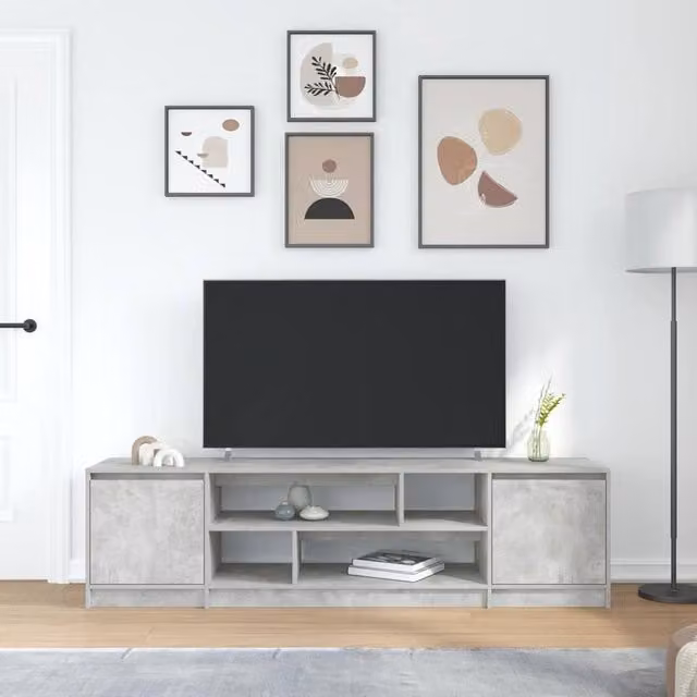 Berkfield Home Modern TV Cabinet in Concrete Grey, W/D/H: 188.5 x 41 x 50 cm
