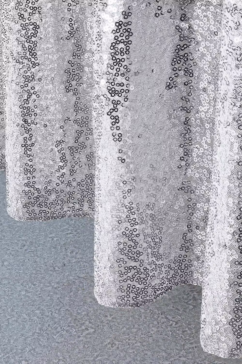 Neel Blue Silver Square Sequin Tablecloth, W: 177.8 cm x L: 177.8 cm – 2