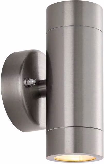 Netlighting Palin Up and Down Outdoor Wall Lamp in Grey Brushed Stainless Steel with Transparent Glass, IP65 Rated – 1