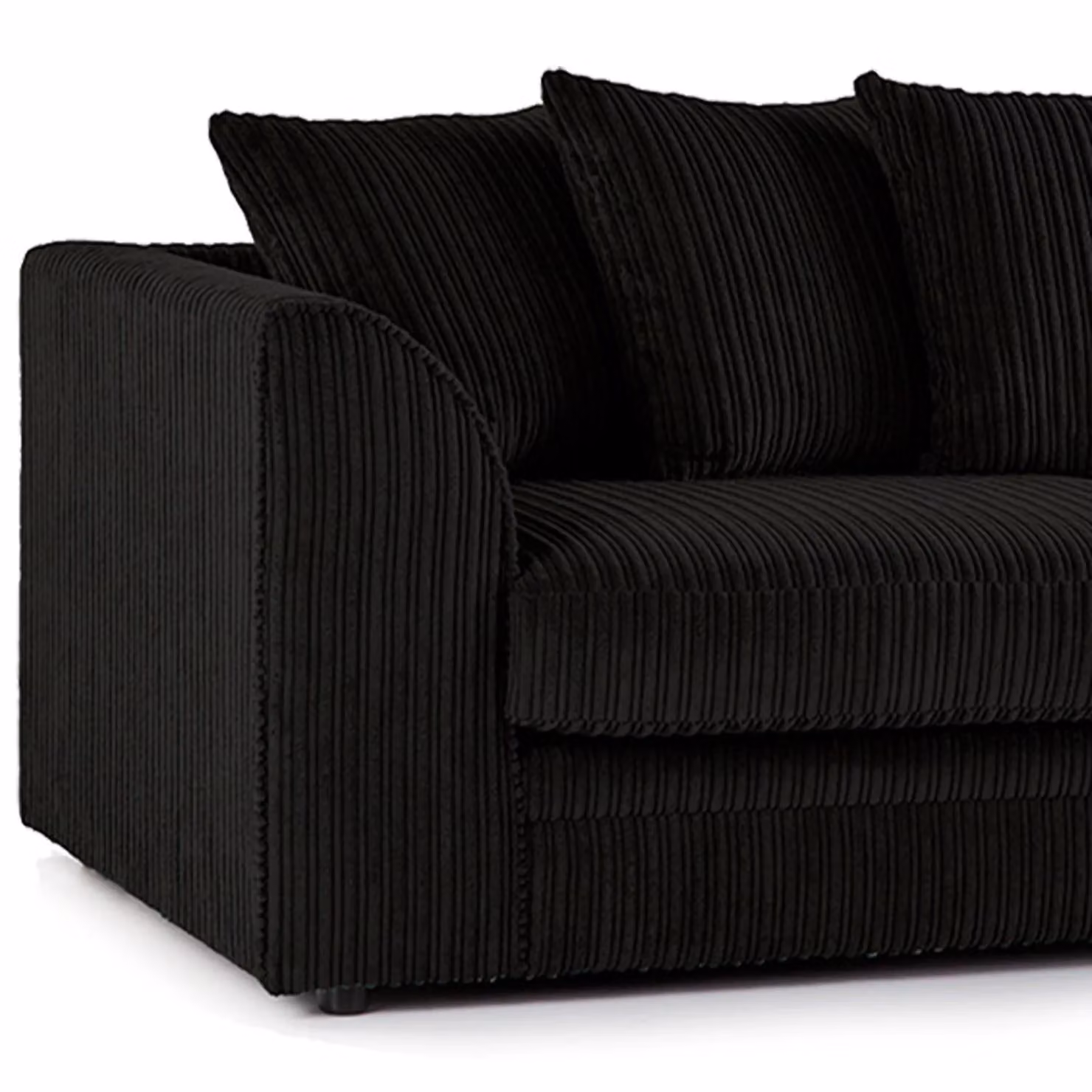 Luxor Living Black Luxor Jumbo Cord Fabric 3 Seater Sofa – 1