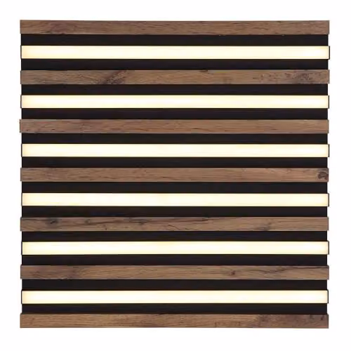 Globo Lighting Modern Square LED Ceiling Light in Black and Brown Wood – 3