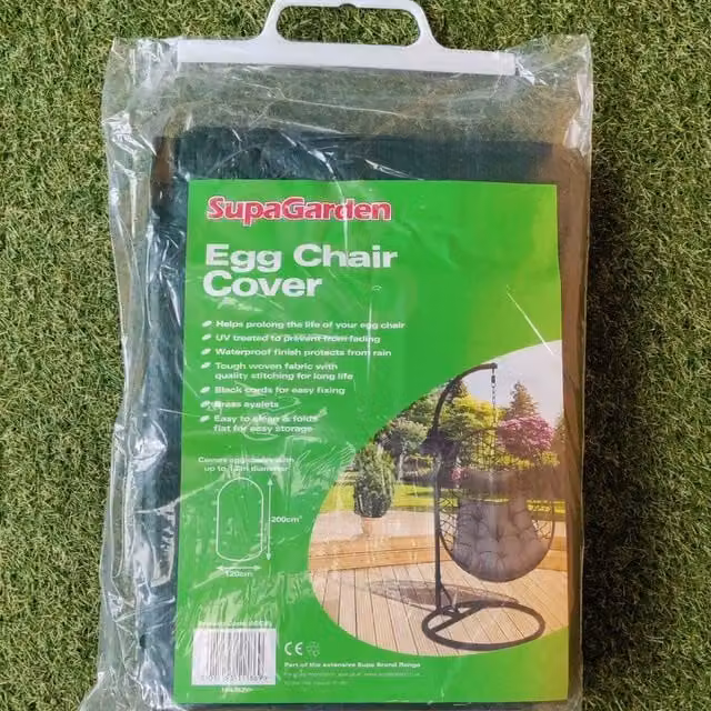 SupaGarden Water Repellent Single Egg Armchair Cover in Green and Black, W/D/H: 120 x 120 x 120 cm