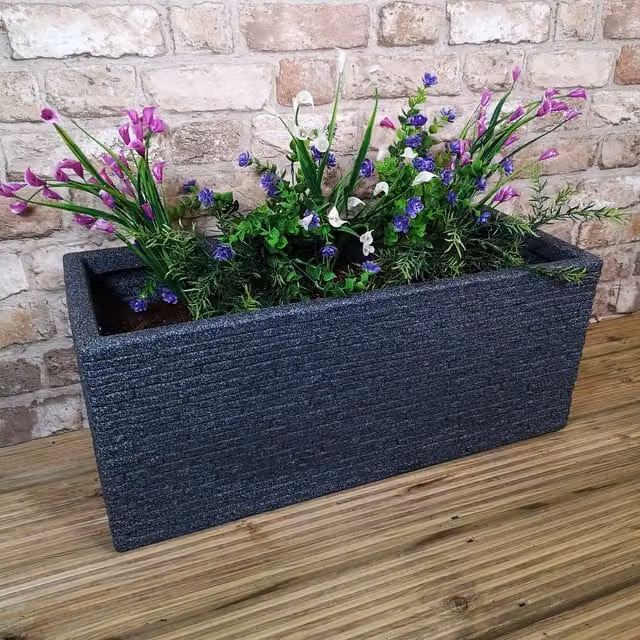 Samuel Alexander Grey Slate Effect Plastic Garden Planter Tub W: 25 cm, D: 25 cm, H: 25 cm – 1