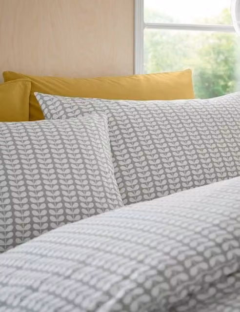 Orla Kiely Reversible Floral Cotton Pillowcases, 2 Pack, Grey