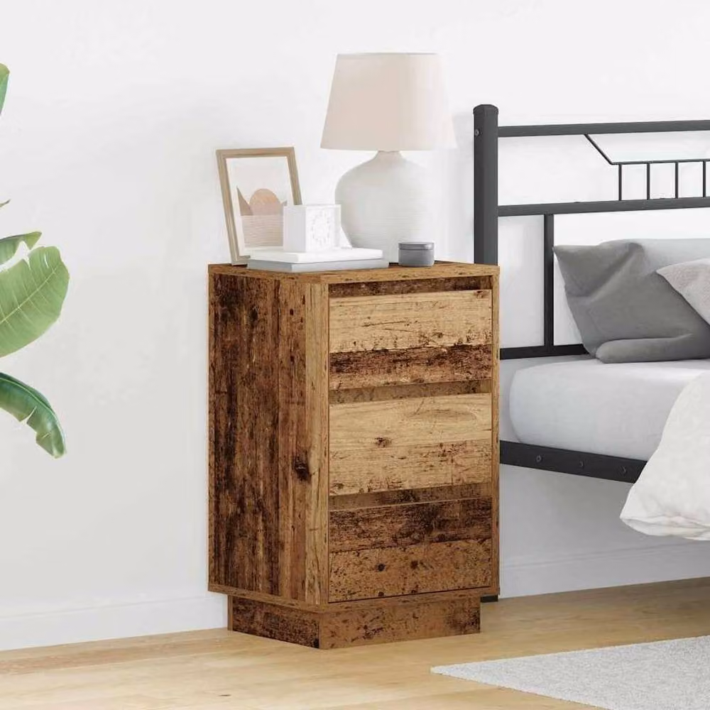Berkfield Home Bedside Cabinet with Integrated LED Lighting in Brown Old Wood, W: 39 cm, D: 34.5 cm, H: 65 cm – 2