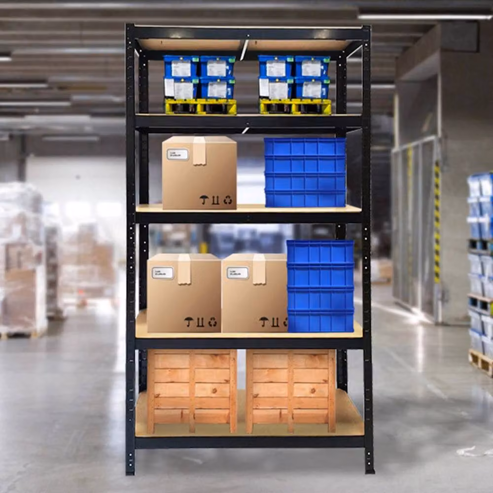 EONLION 5 Tier Boltless Metal Garage Racking Unit in Black, W/D/H: 100 x 40 x 200 cm – 4
