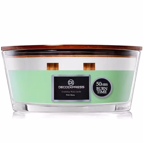 Deco Express Fresh Sheets Scented Woodwick Crackle Candle in Green