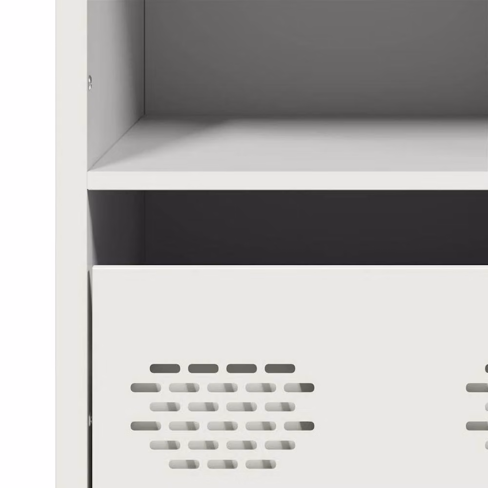 Berkfield Home White Steel Highboard with Doors, Drawers and Open Shelves, W/D/H: 35 x 39 x 103.5 cm – 3