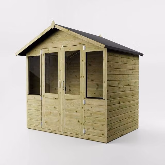 Mercia Traditional Wooden Summerhouse in Brown, W/D/H: 229.5 x 179.8 x 221.3 cm
