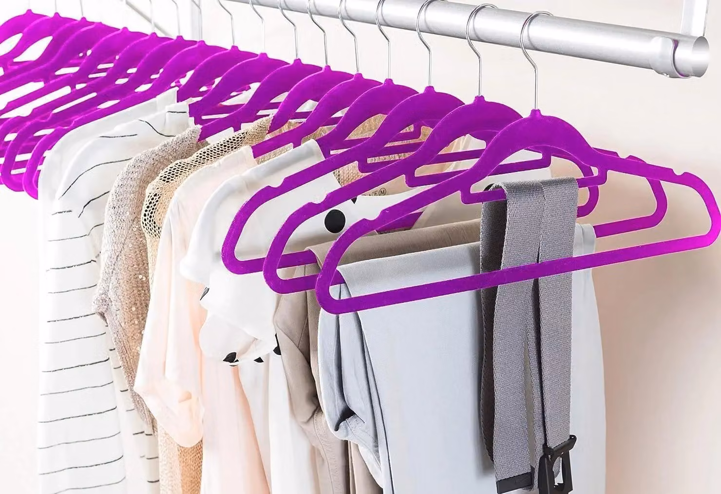 MANTRARAJ Non-Slip Flocked Velvet Clothes Hangers with 360 Degree Swivel Hooks, Purple, 10 Pack – 2