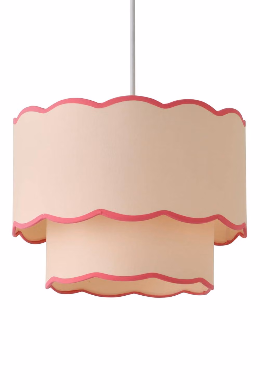 ValueLights Sloane 2 Tier Scallop Edge Ceiling Lamp Shade in Pink, Green or Grey, Diameter: 35 cm – 2
