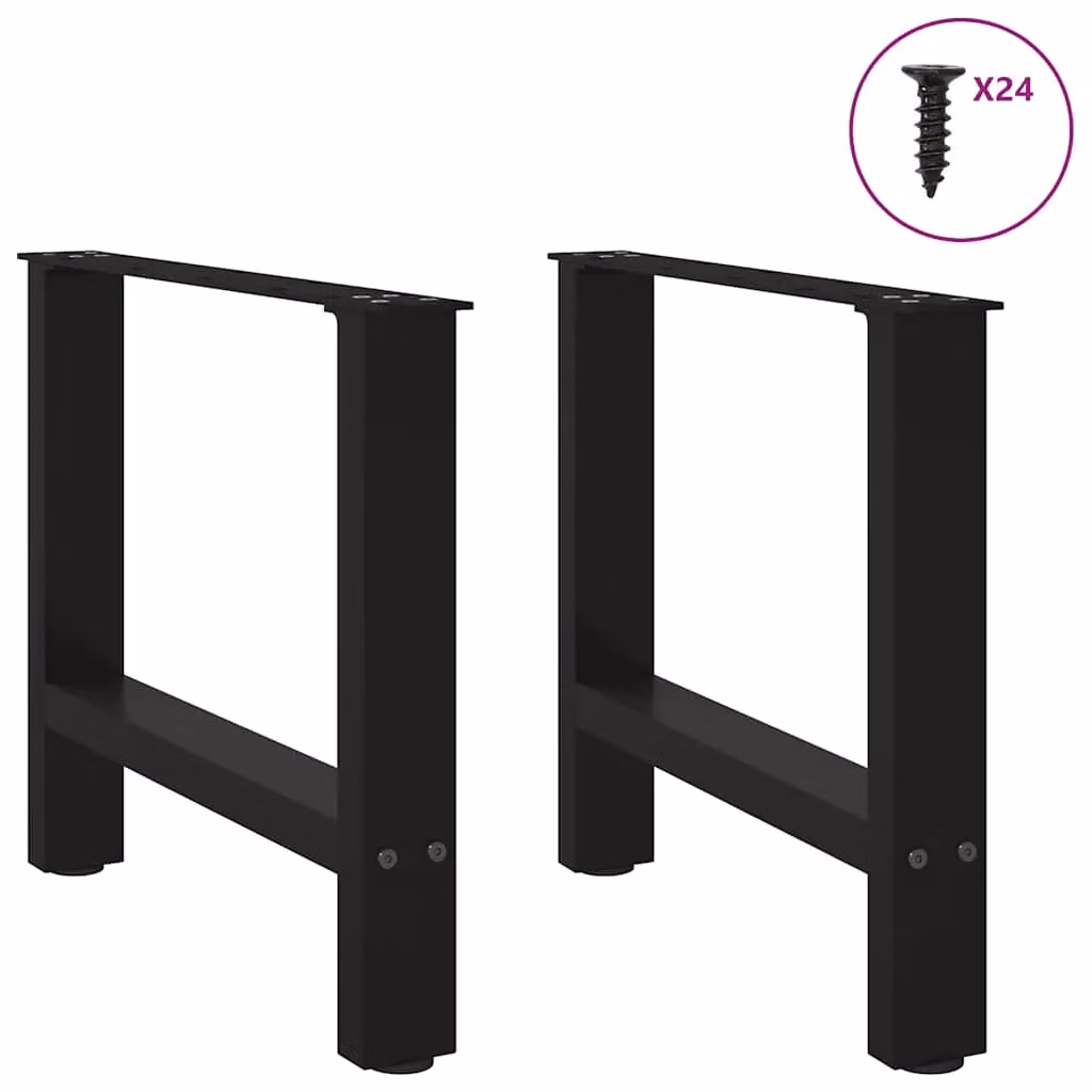 Berkfield Home Black Steel Coffee Table Legs, 2 Pieces, H: 60 cm – 2